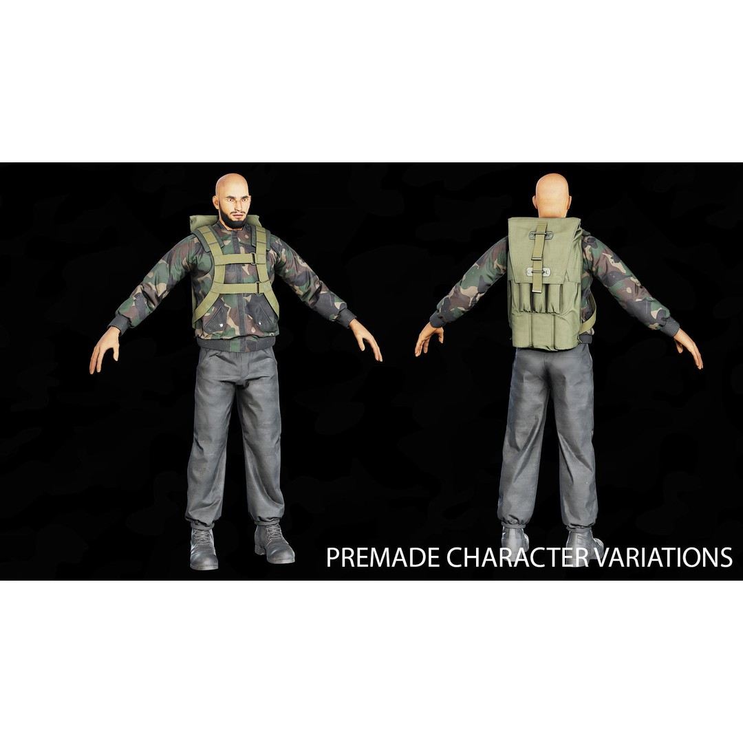 Modular Insurgents 3D Model – Low Poly Rigged Character for Games, FBX - View 9