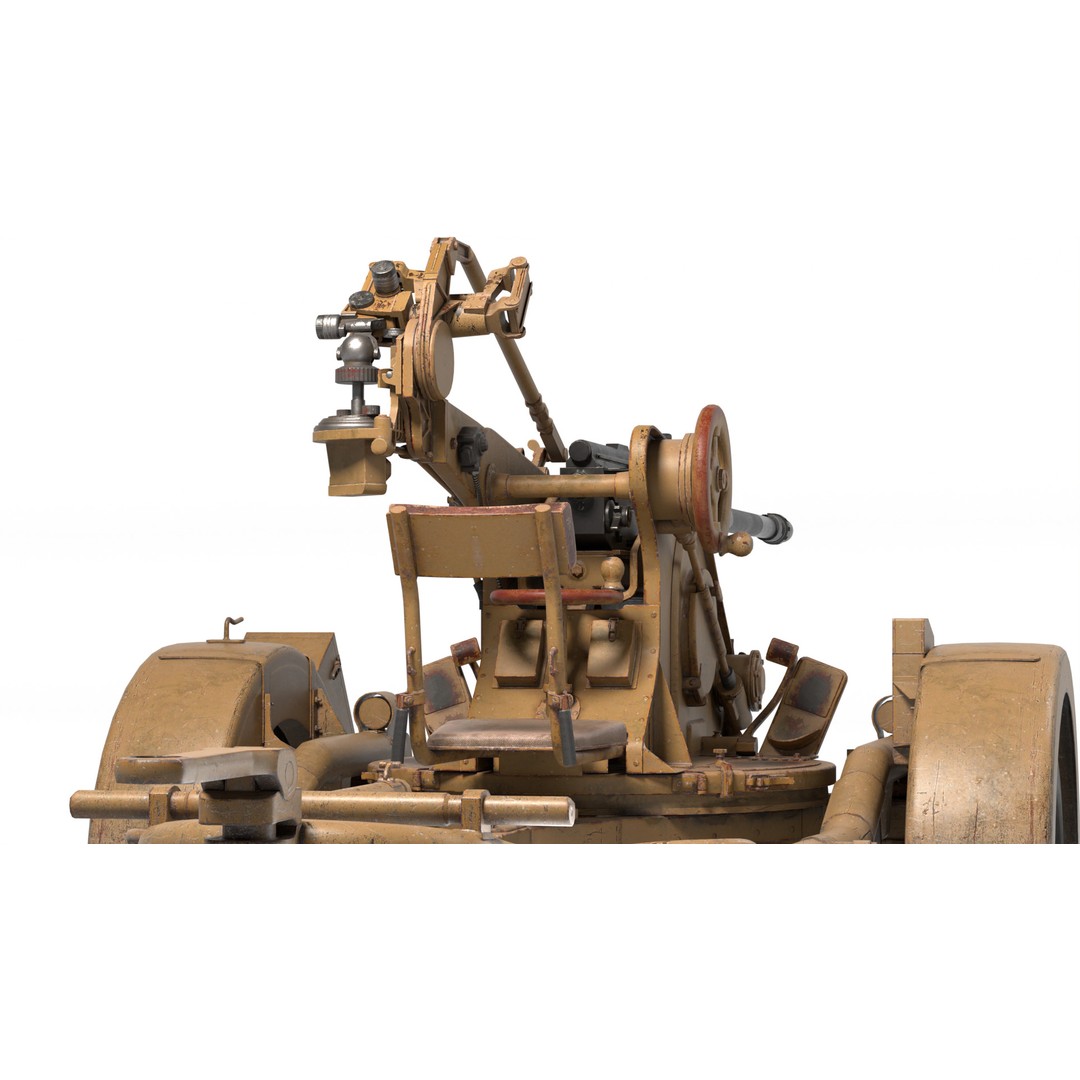 WWII Anti-Aircraft Gun 3D Model – Realistic Military Asset, FBX - View 13