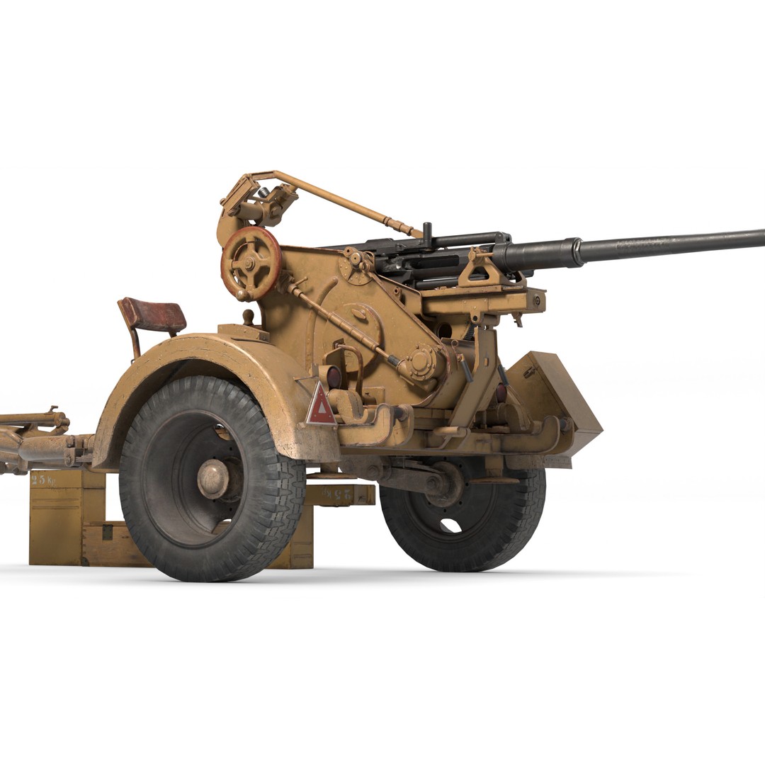 WWII Anti-Aircraft Gun 3D Model – Realistic Military Asset, FBX - View 15