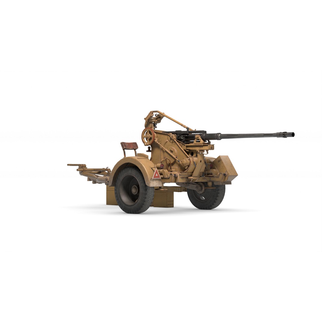 WWII Anti-Aircraft Gun 3D Model – Realistic Military Asset, FBX - View 16