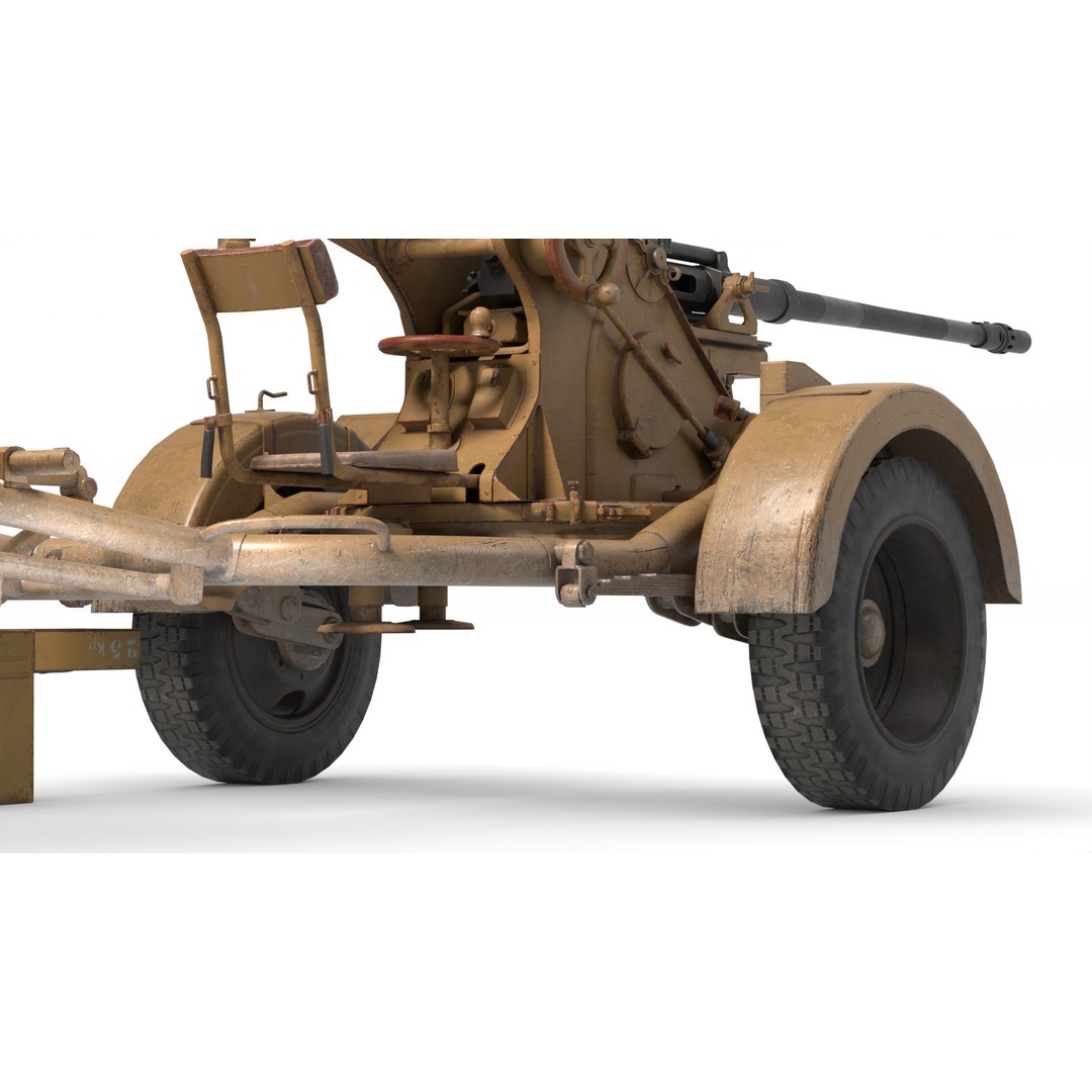 WWII Anti-Aircraft Gun 3D Model – Realistic Military Asset, FBX - View 17