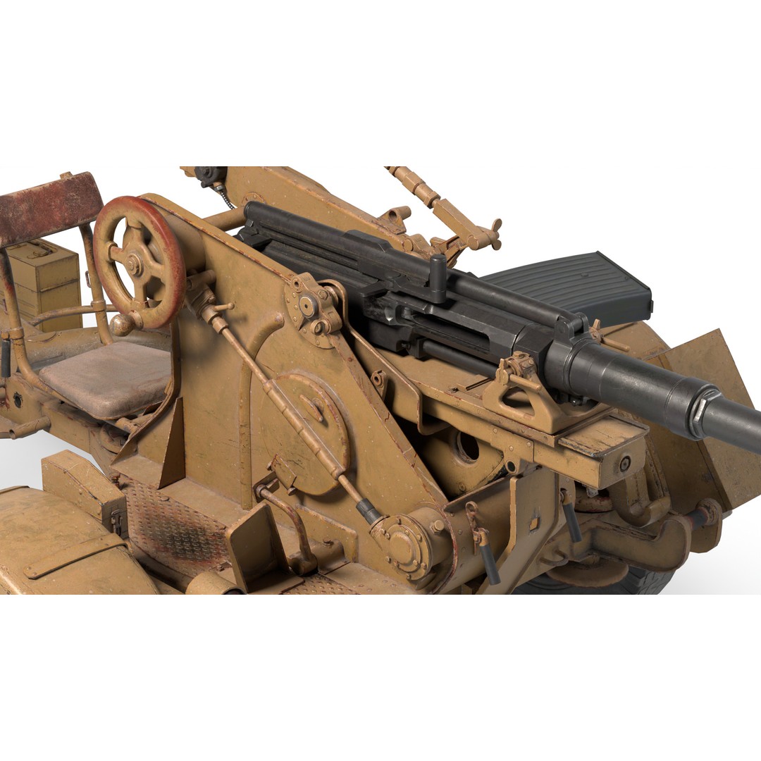 WWII Anti-Aircraft Gun 3D Model – Realistic Military Asset, FBX - View 18