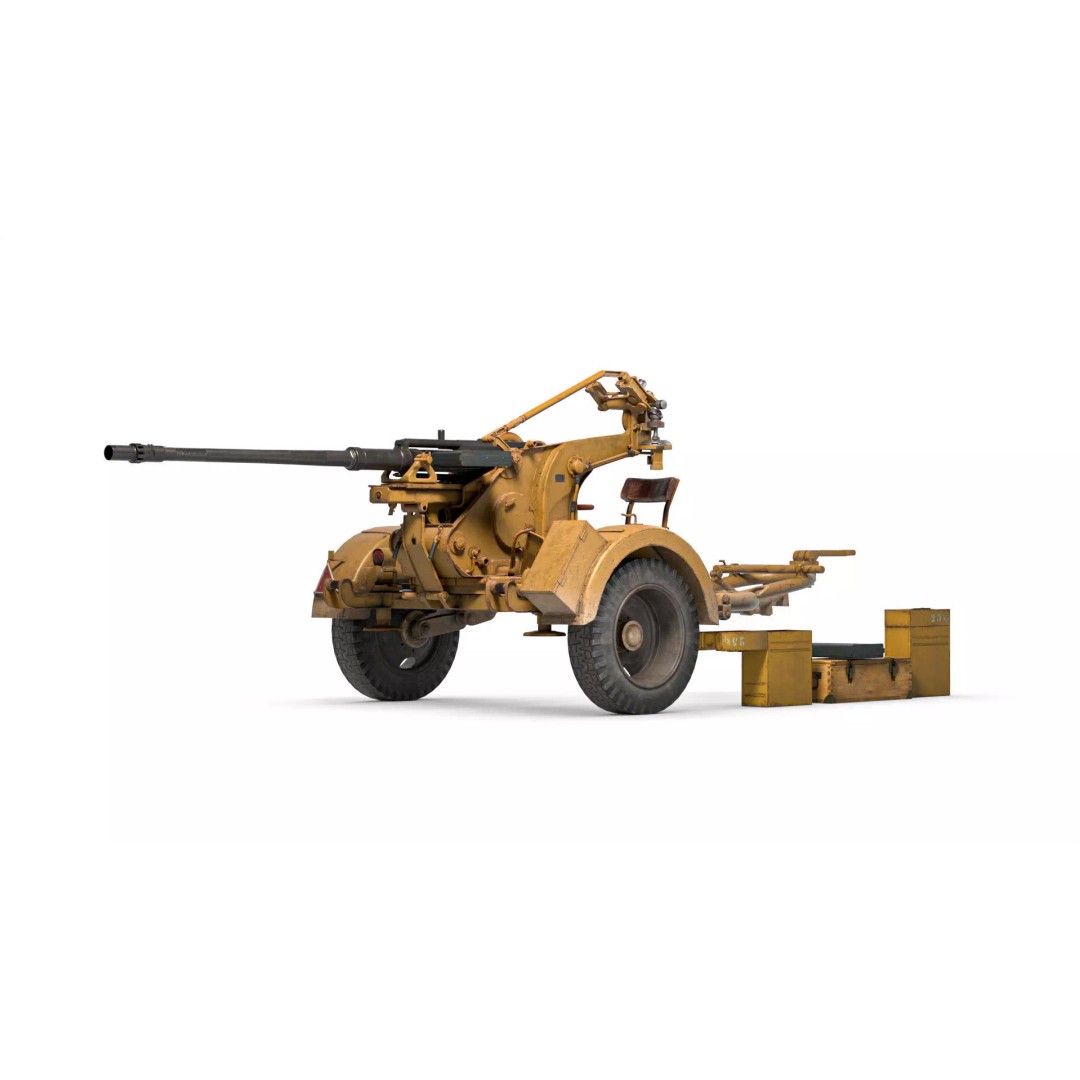 WWII Anti-Aircraft Gun 3D Model – Realistic Military Asset, FBX - View 2