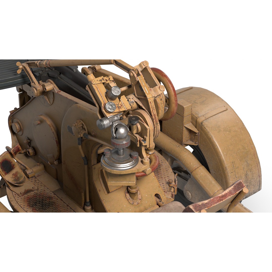 WWII Anti-Aircraft Gun 3D Model – Realistic Military Asset, FBX - View 20