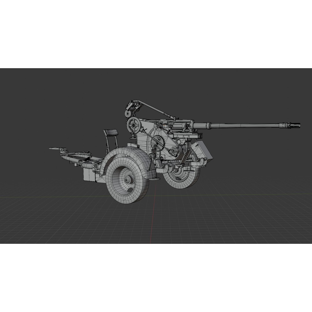 WWII Anti-Aircraft Gun 3D Model – Realistic Military Asset, FBX - View 21