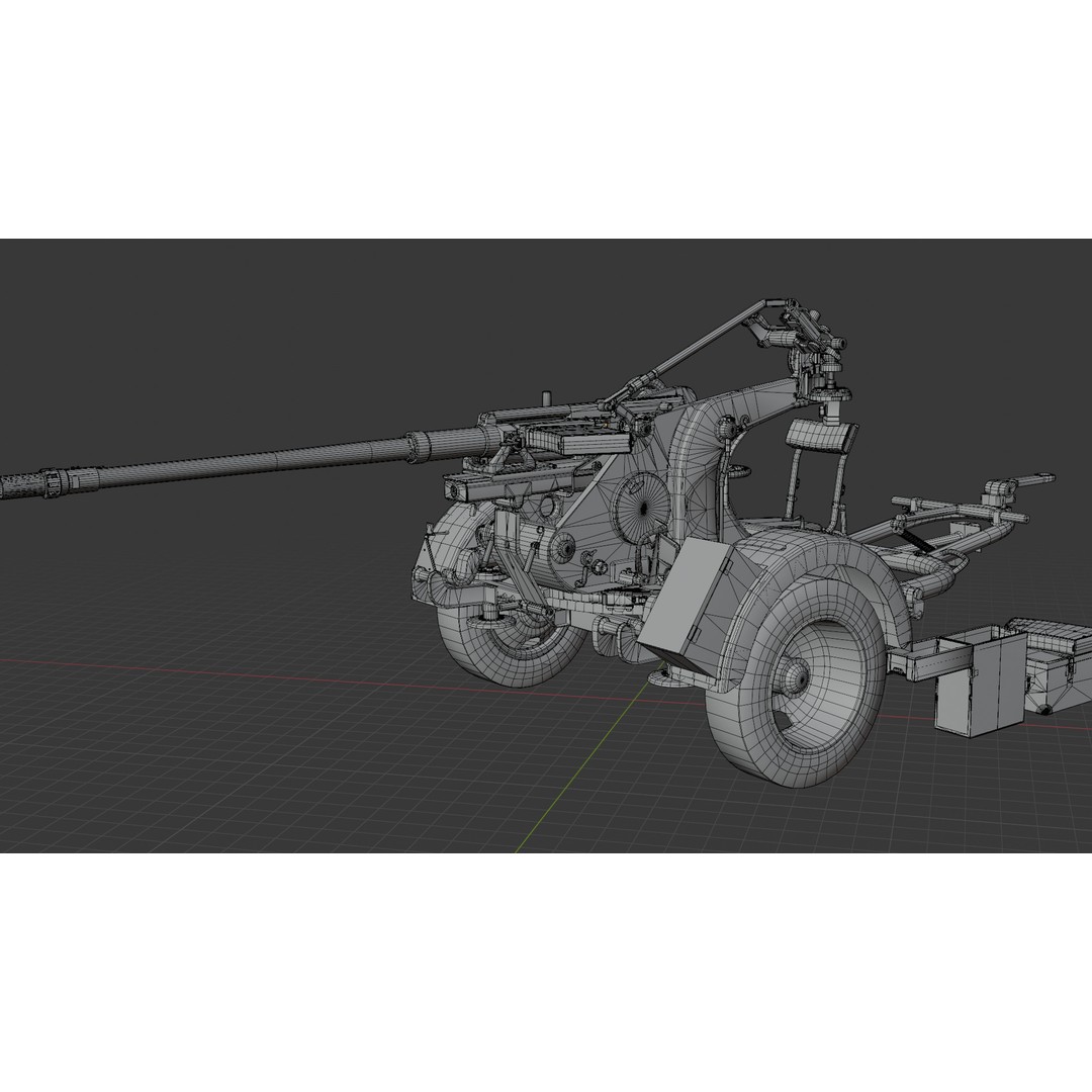 WWII Anti-Aircraft Gun 3D Model – Realistic Military Asset, FBX - View 22