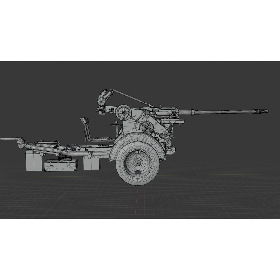 WWII Anti-Aircraft Gun 3D Model – Realistic Military Asset, FBX - View 24