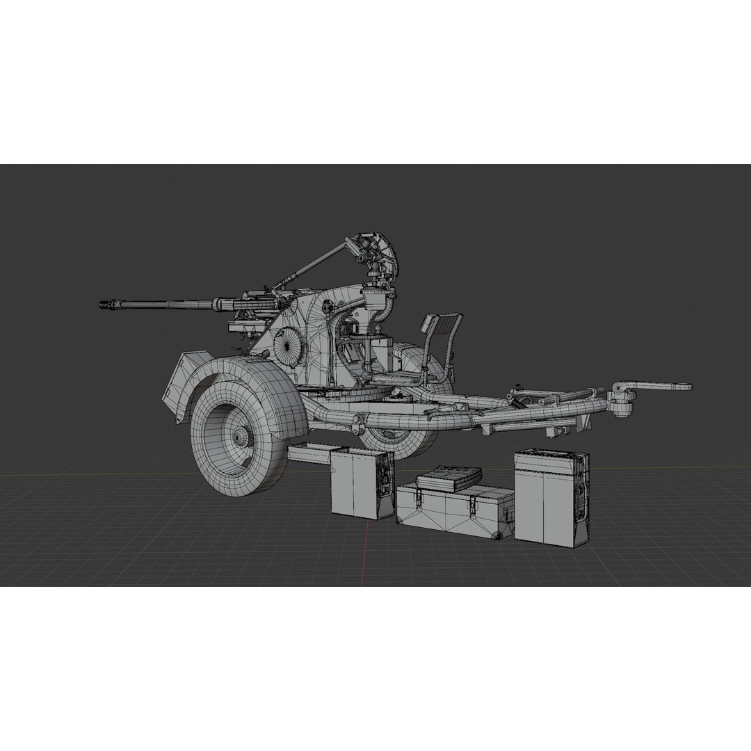 WWII Anti-Aircraft Gun 3D Model – Realistic Military Asset, FBX - View 25