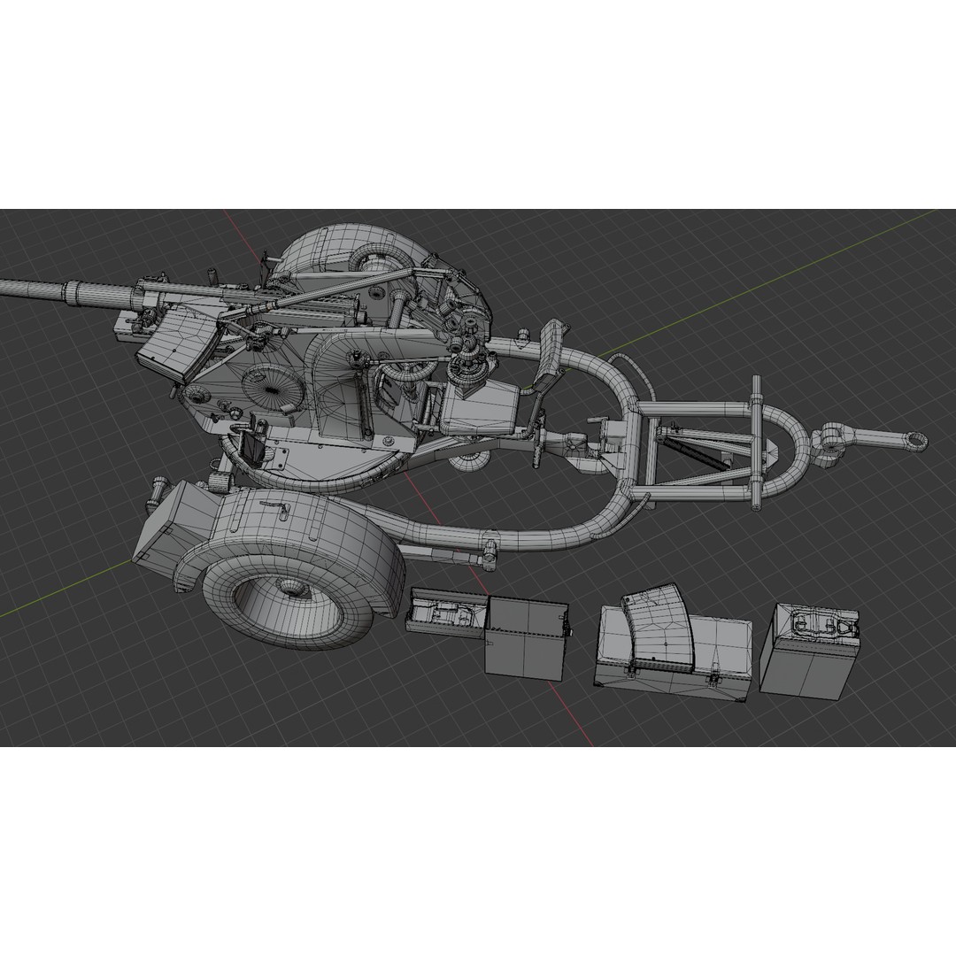 WWII Anti-Aircraft Gun 3D Model – Realistic Military Asset, FBX - View 26