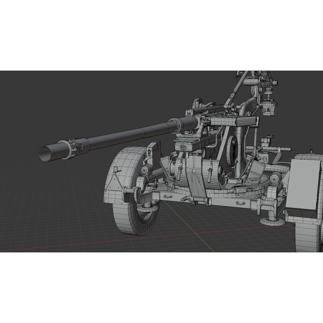 WWII Anti-Aircraft Gun 3D Model – Realistic Military Asset, FBX - View 27