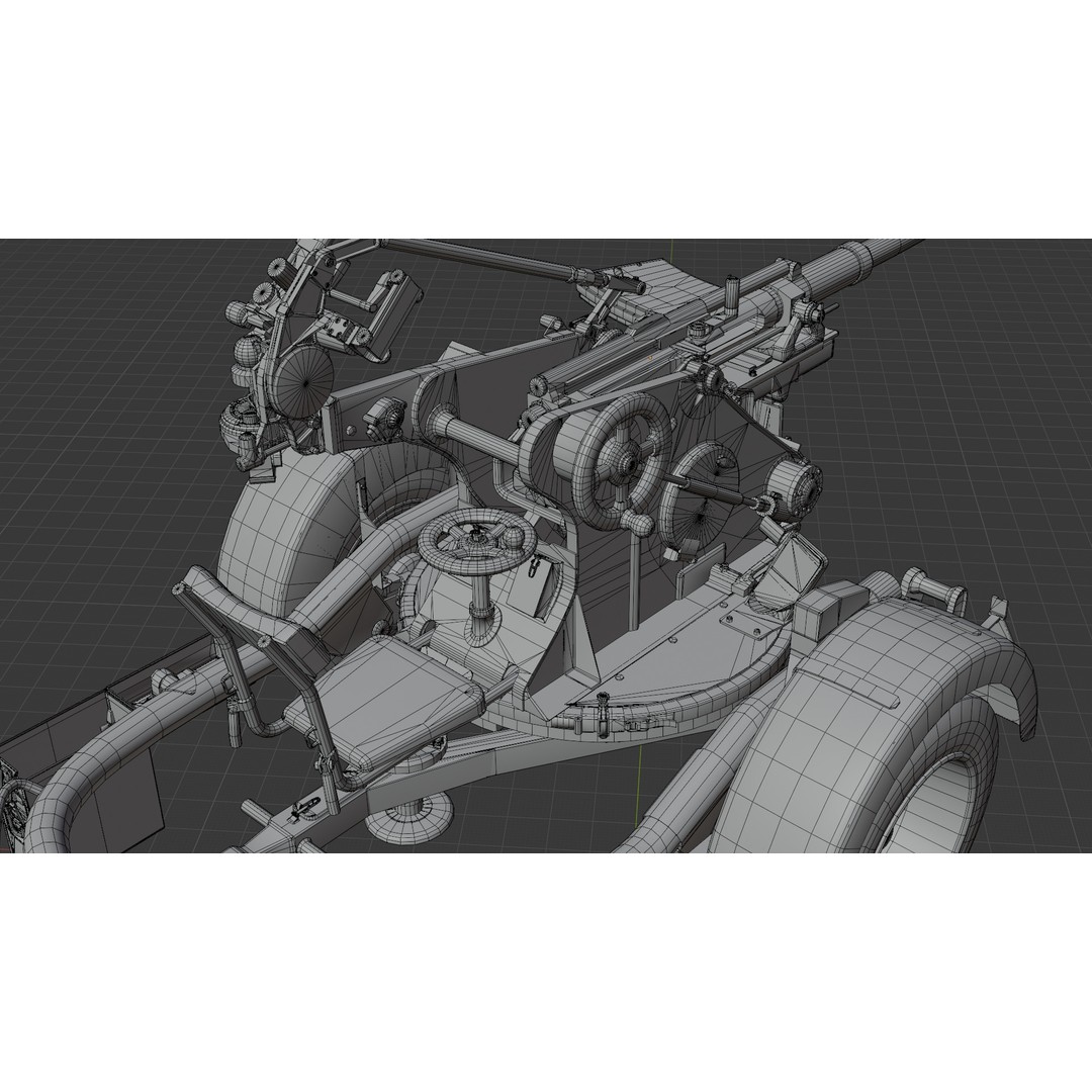 WWII Anti-Aircraft Gun 3D Model – Realistic Military Asset, FBX - View 29