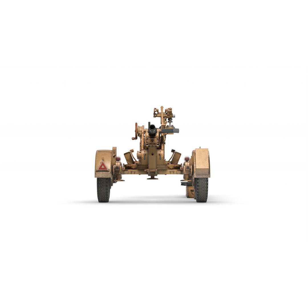 WWII Anti-Aircraft Gun 3D Model – Realistic Military Asset, FBX - View 3