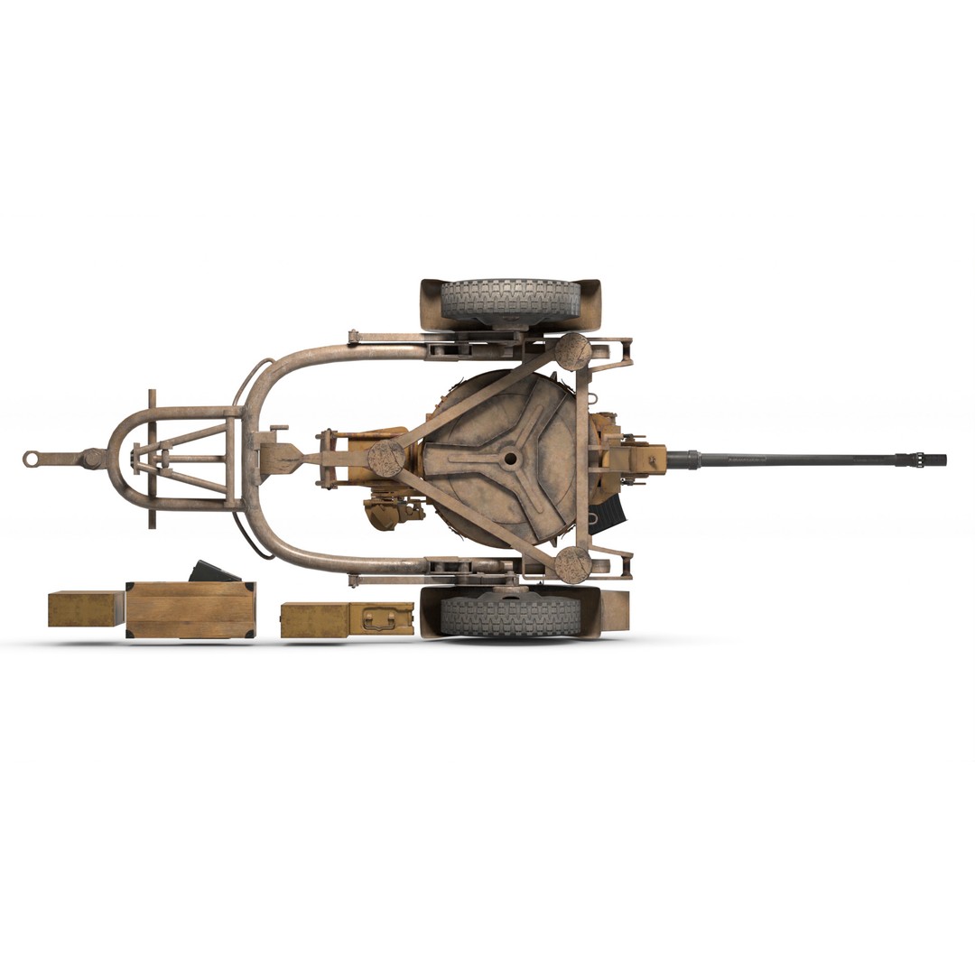 WWII Anti-Aircraft Gun 3D Model – Realistic Military Asset, FBX - View 5