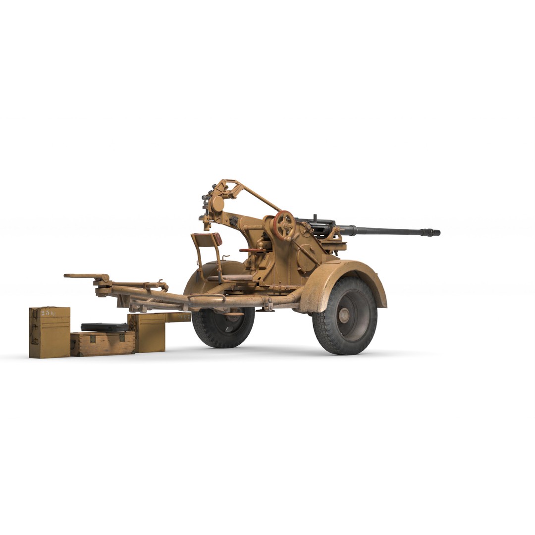 WWII Anti-Aircraft Gun 3D Model – Realistic Military Asset, FBX - View 6