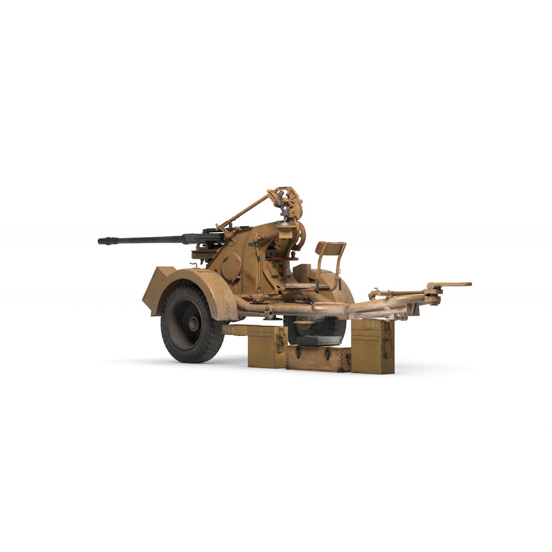 WWII Anti-Aircraft Gun 3D Model – Realistic Military Asset, FBX - View 7