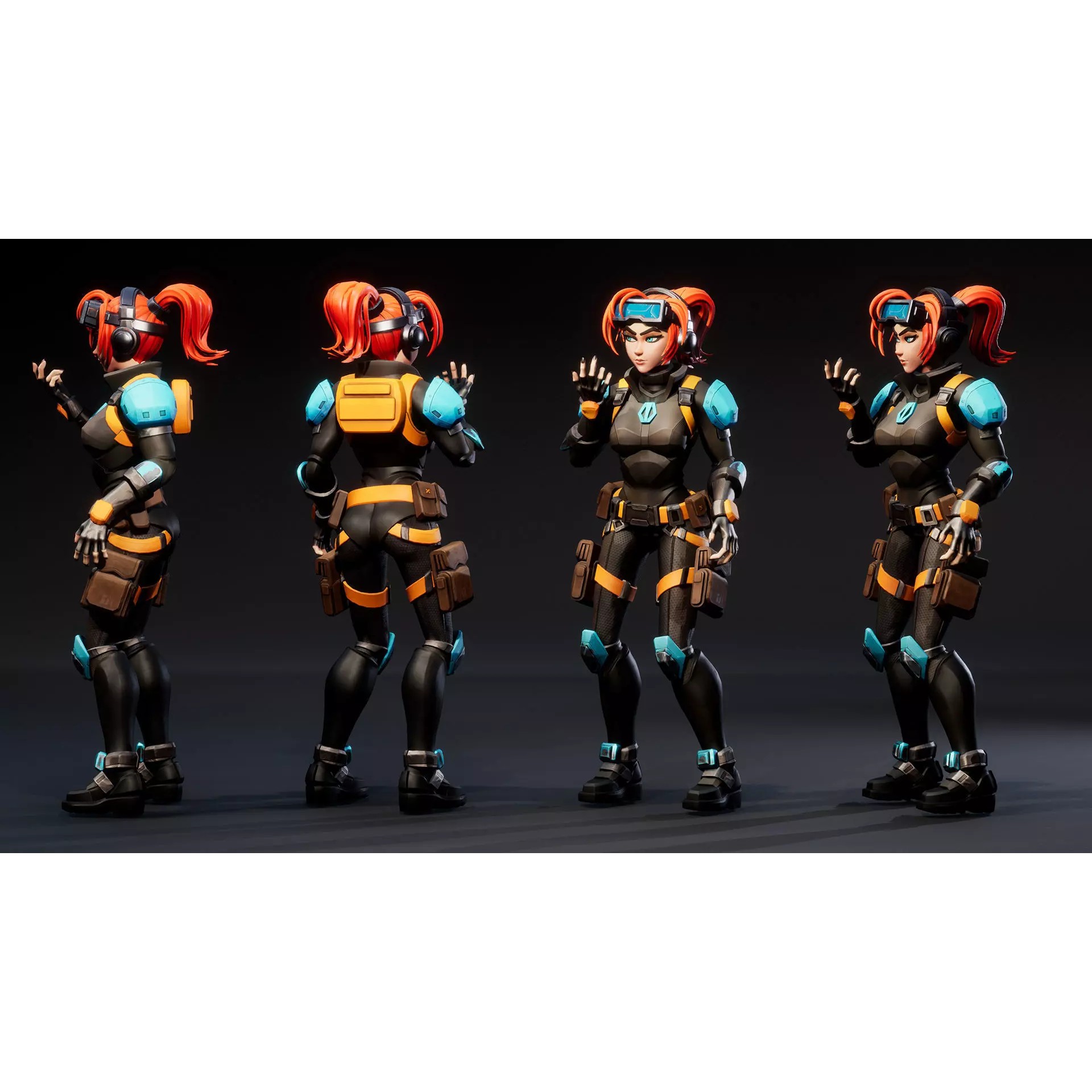 Spy Girl 01 - Low-Poly Game-Ready 3D Model - View 10