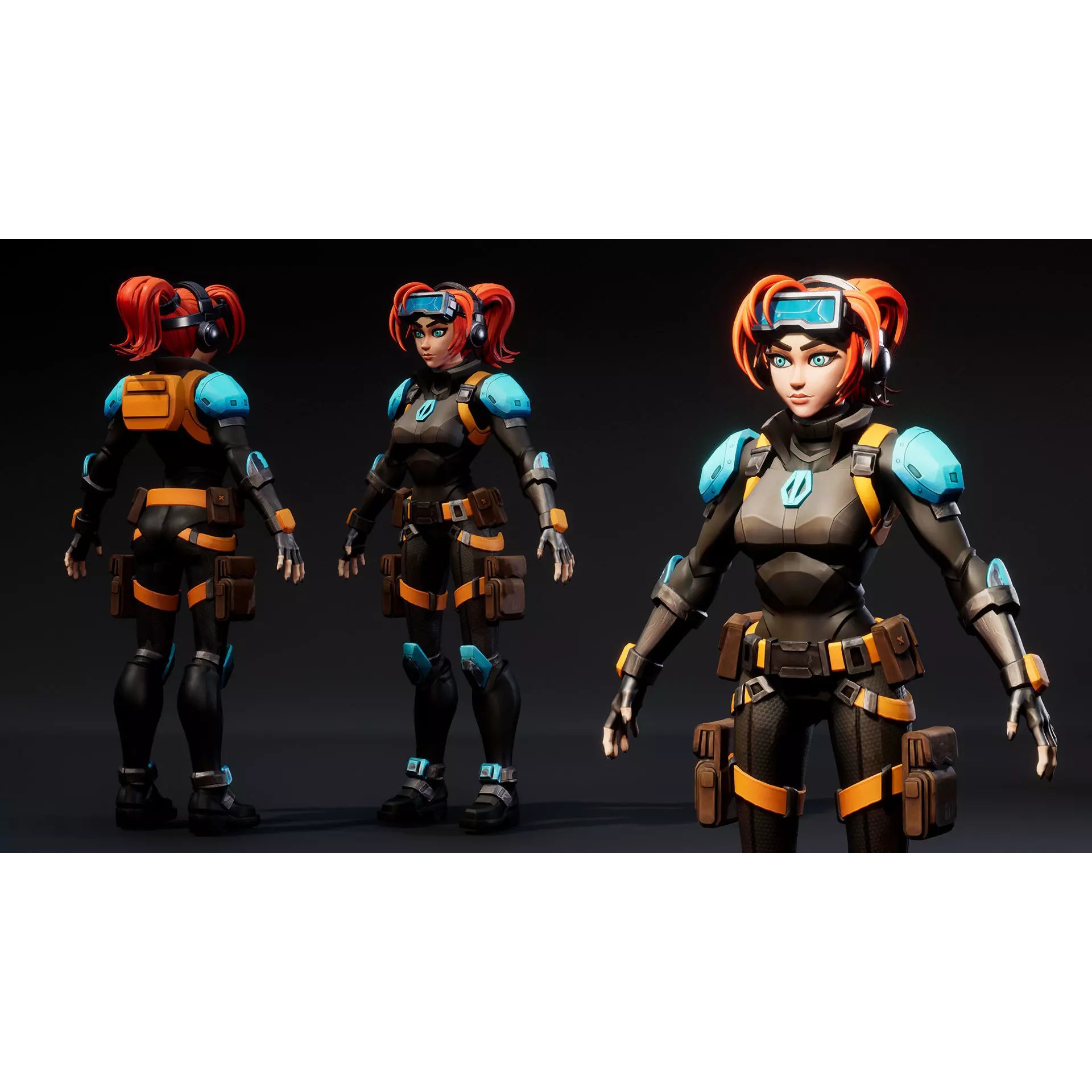 Spy Girl 01 - Low-Poly Game-Ready 3D Model - View 4