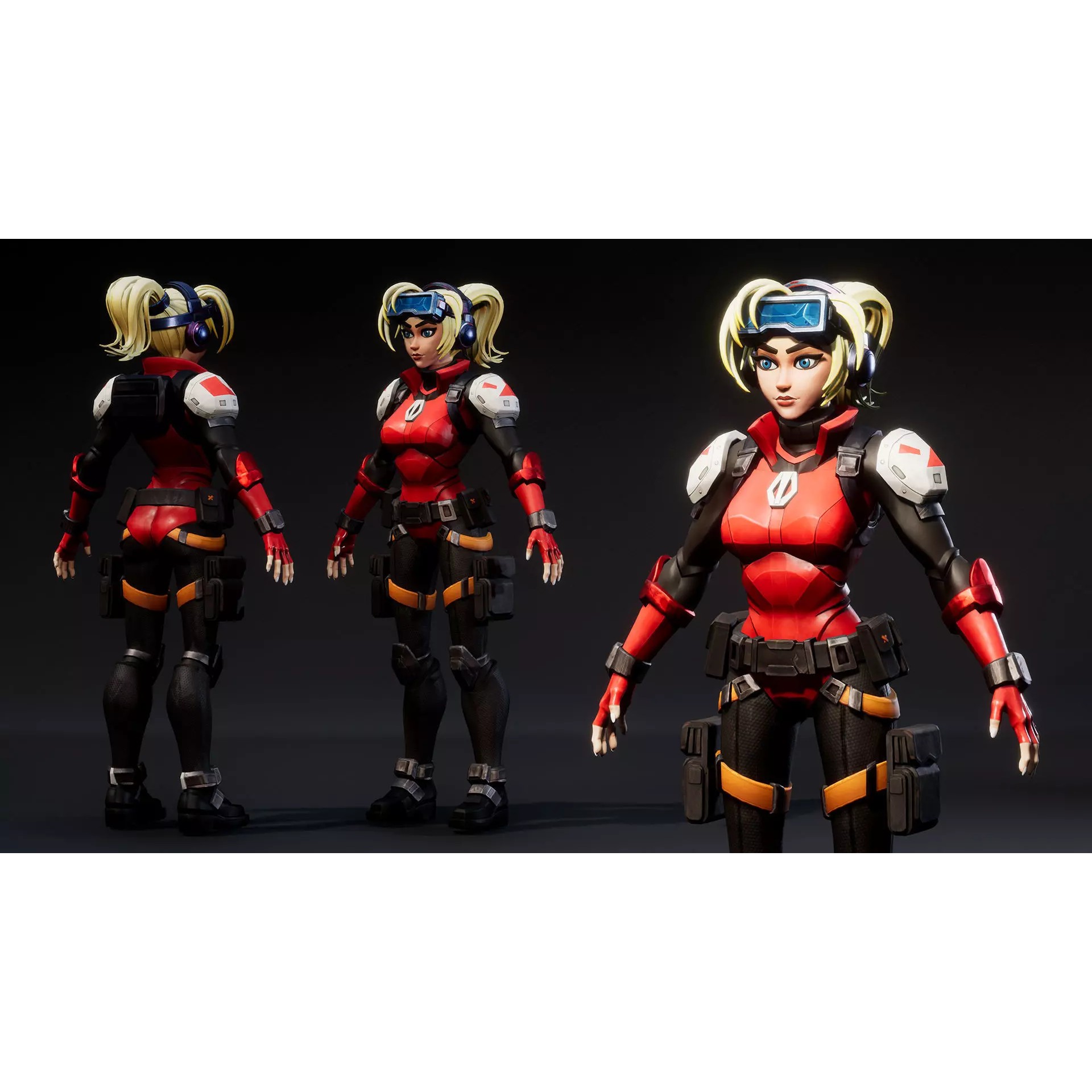 Spy Girl 01 - Low-Poly Game-Ready 3D Model - View 6