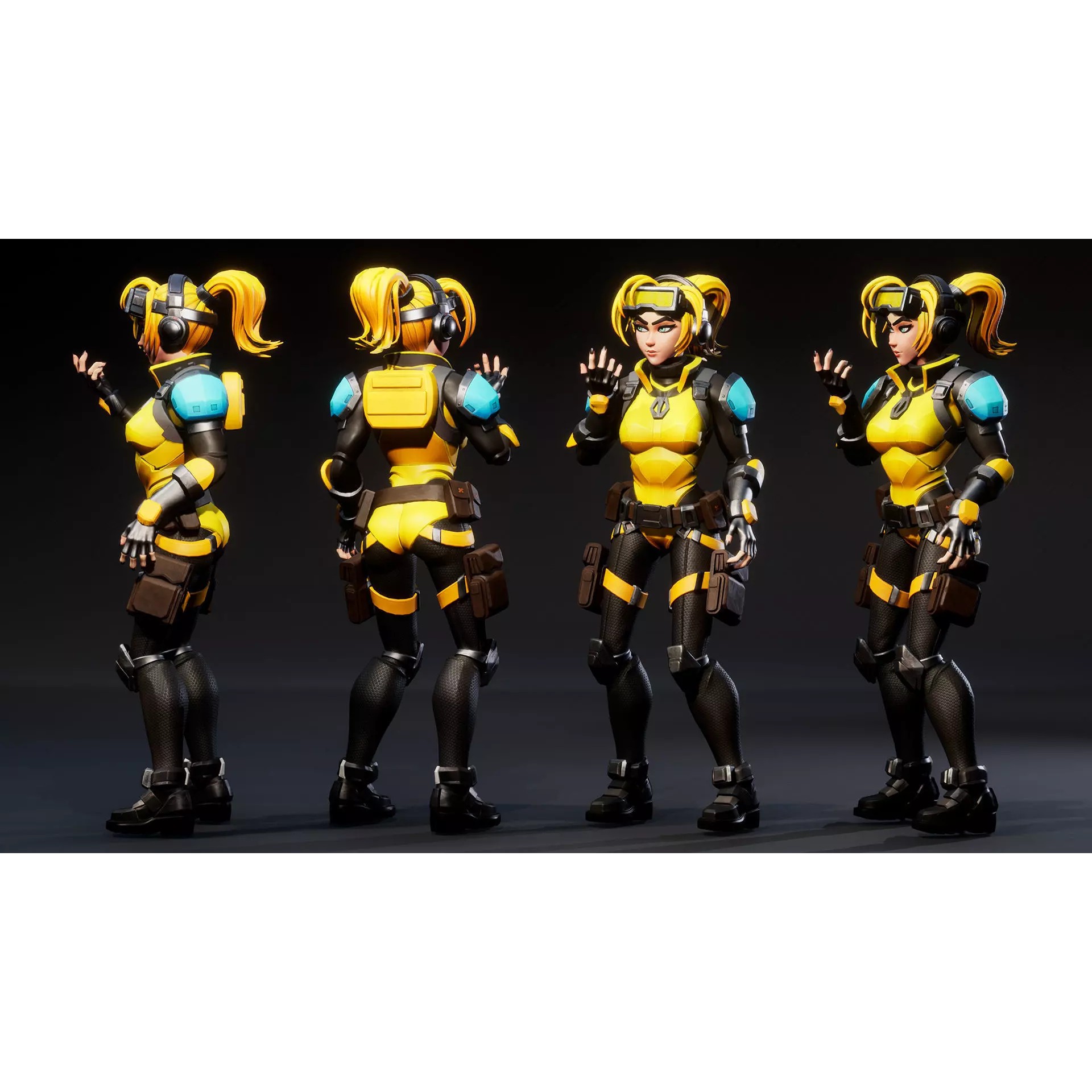 Spy Girl 01 - Low-Poly Game-Ready 3D Model - View 8