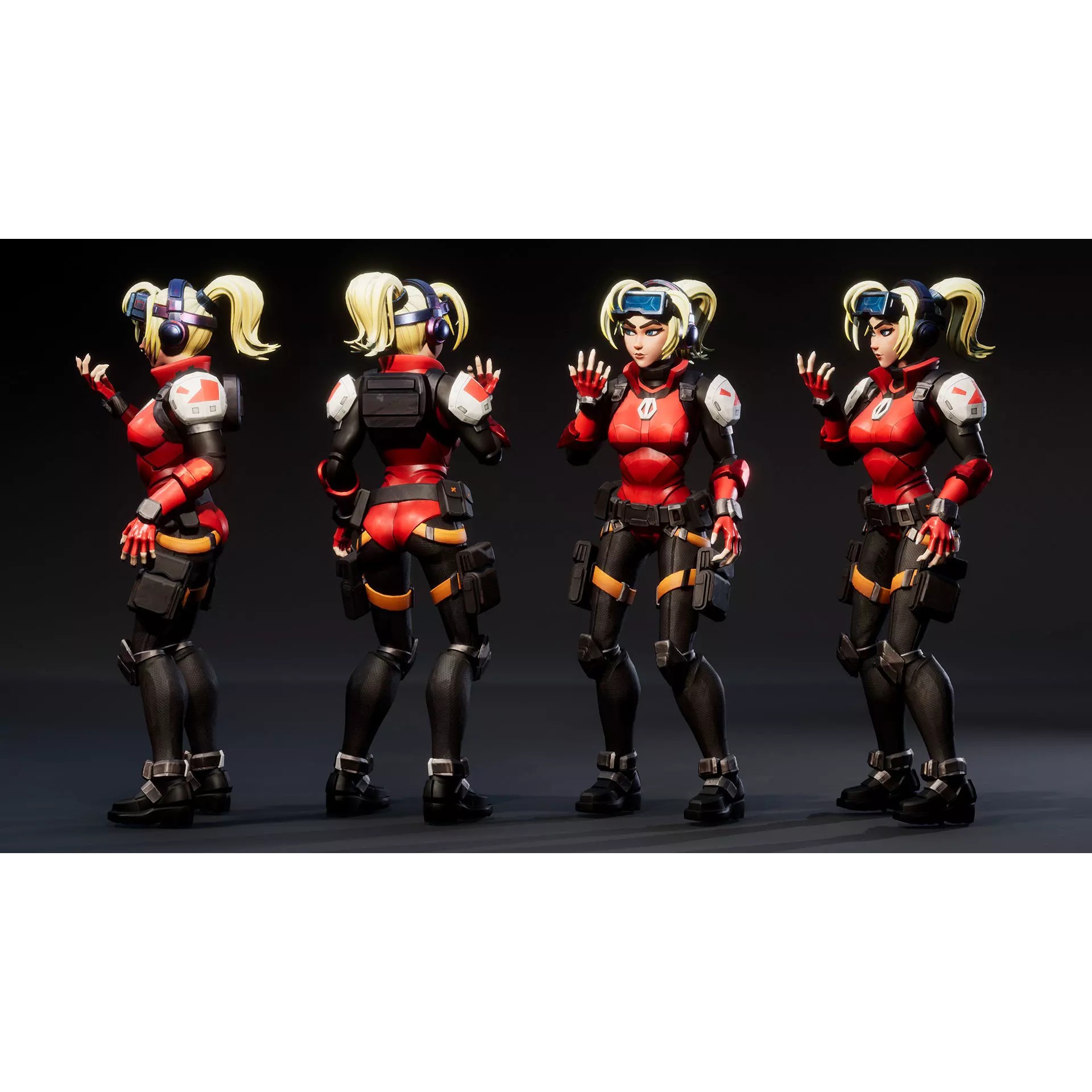 Spy Girl 01 - Low-Poly Game-Ready 3D Model - View 9