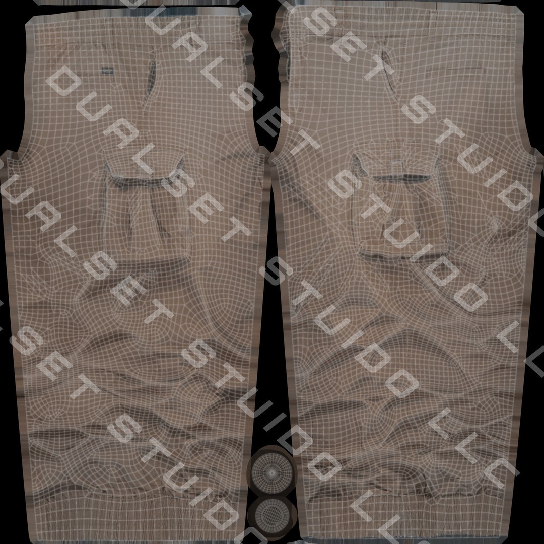 Cargo Pants 3D Model – Low Poly Game Asset, PBR Textures, FBX