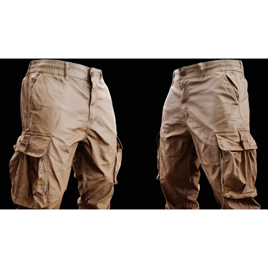 Cargo Pants 3D Model – Low Poly Game Asset, PBR Textures, FBX - View 11