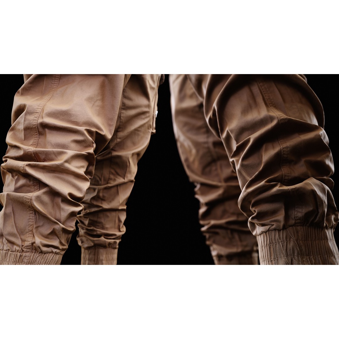 Cargo Pants 3D Model – Low Poly Game Asset, PBR Textures, FBX - View 12