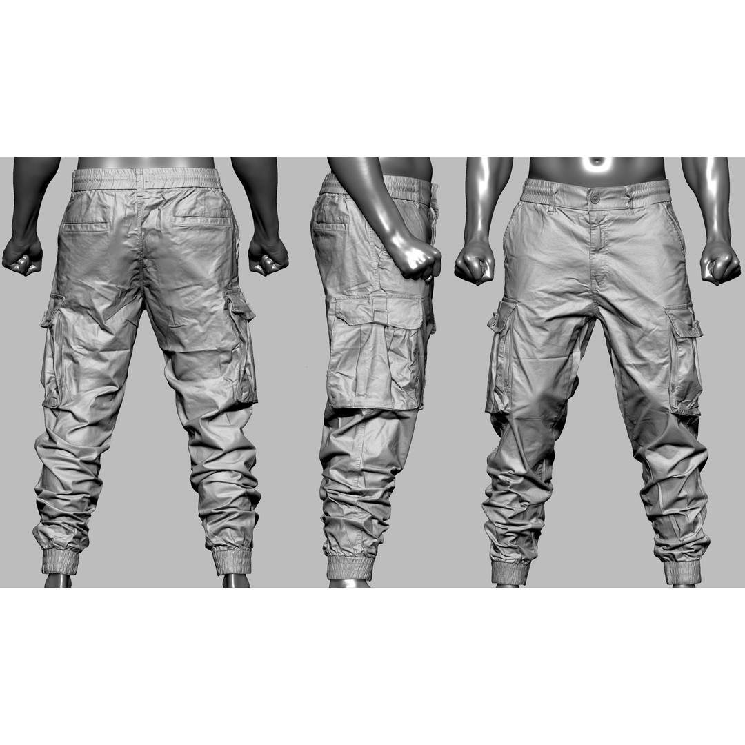 Cargo Pants 3D Model – Low Poly Game Asset, PBR Textures, FBX - View 18