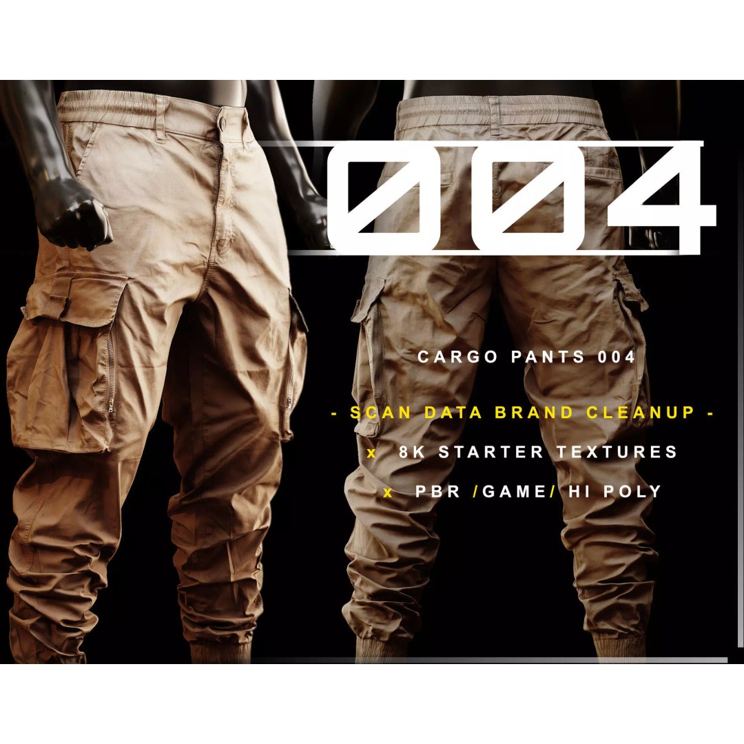 Cargo Pants 3D Model – Low Poly Game Asset, PBR Textures, FBX - View 2