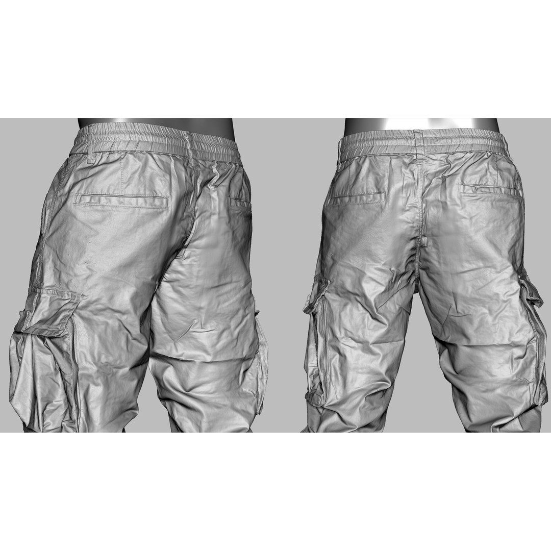 Cargo Pants 3D Model – Low Poly Game Asset, PBR Textures, FBX - View 23