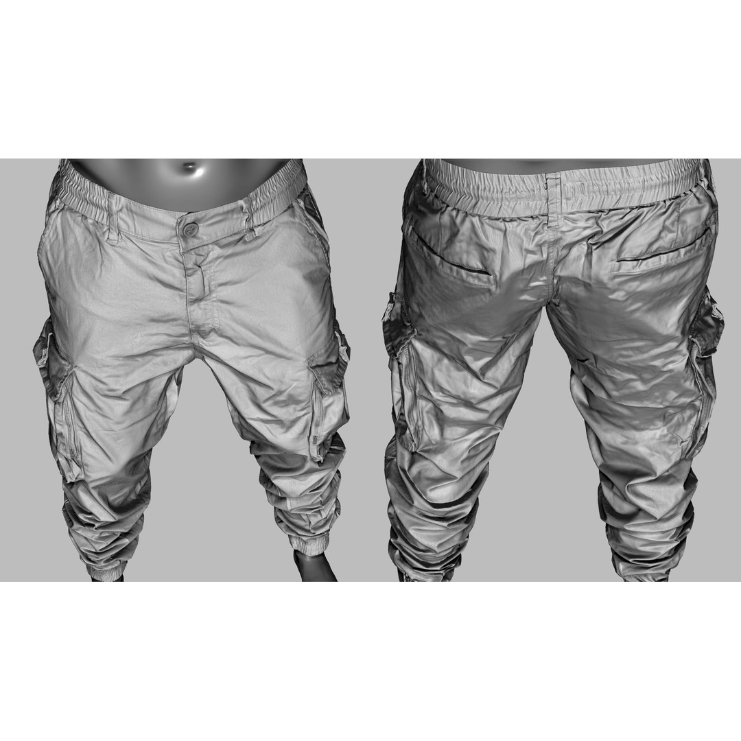 Cargo Pants 3D Model – Low Poly Game Asset, PBR Textures, FBX - View 25