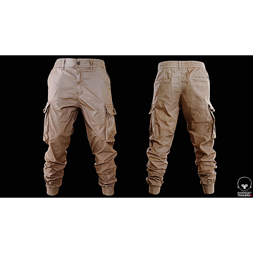 Cargo Pants 3D Model – Low Poly Game Asset, PBR Textures, FBX - View 7