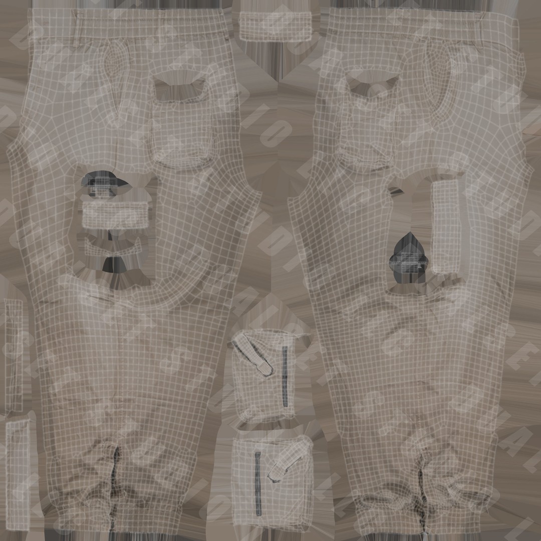 Cargo Pants 3D Model – Low Poly Tactical Clothing, FBX, OBJ