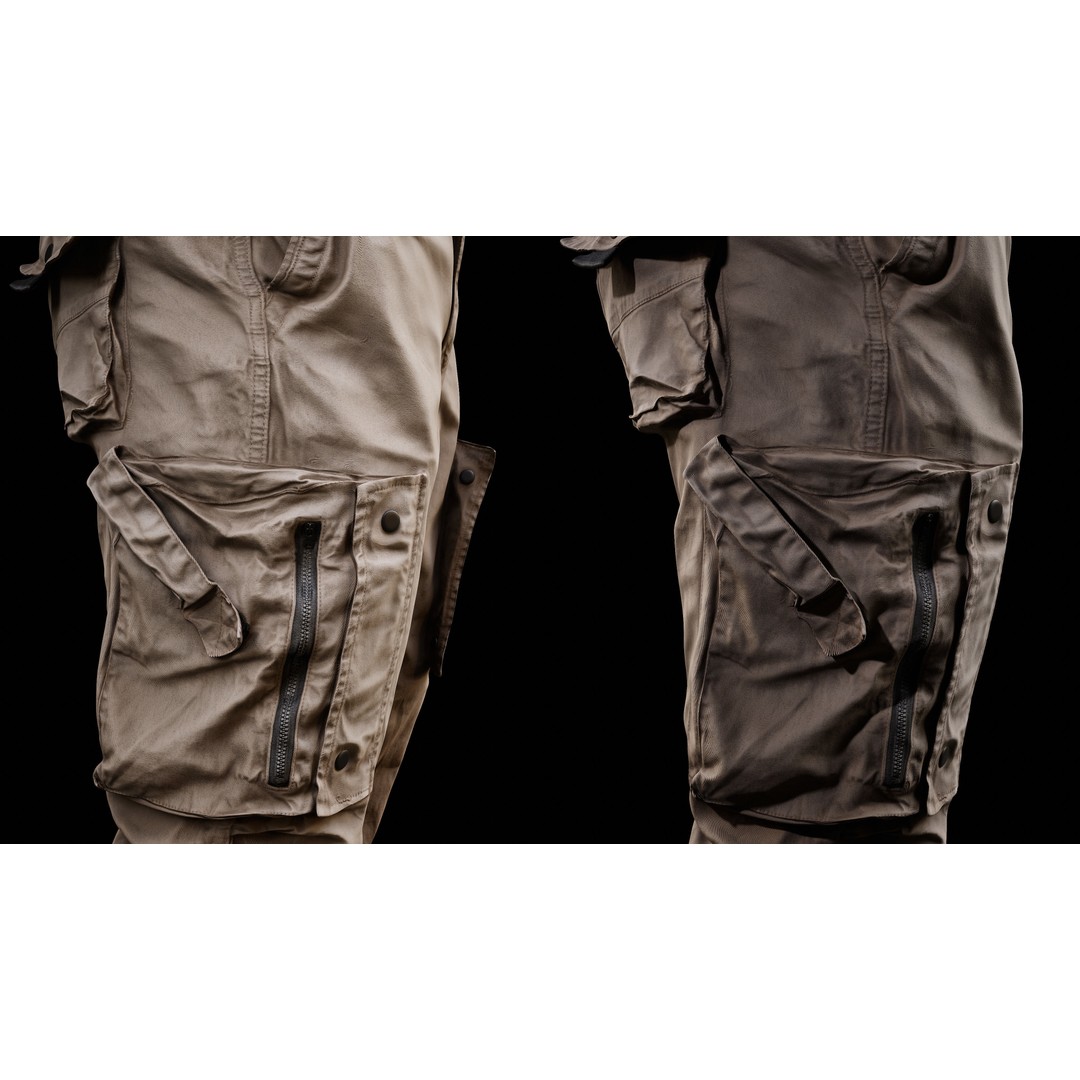 Cargo Pants 3D Model – Low Poly Tactical Clothing, FBX, OBJ - View 11