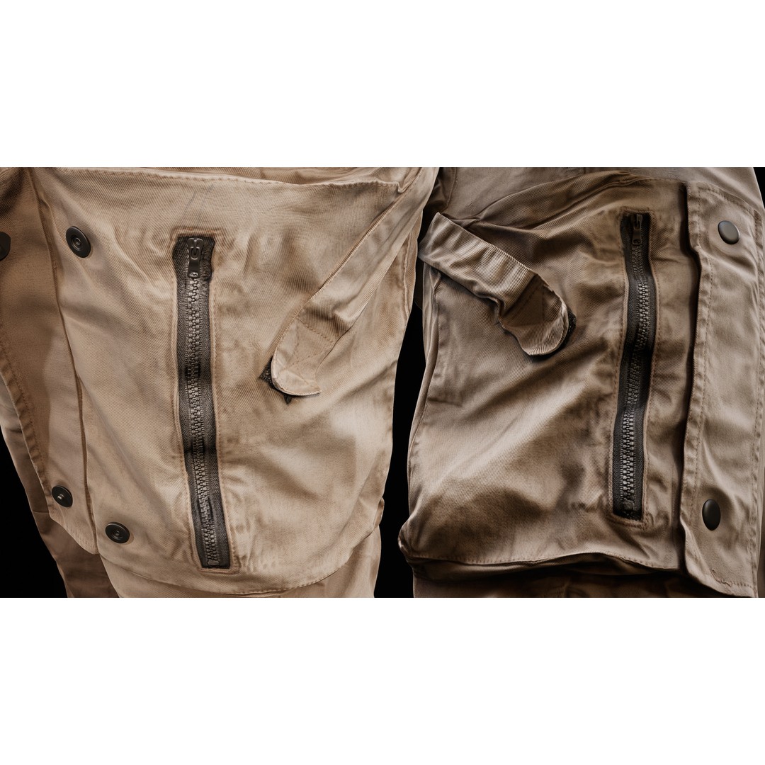 Cargo Pants 3D Model – Low Poly Tactical Clothing, FBX, OBJ - View 12