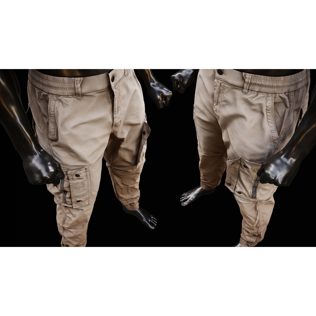 Cargo Pants 3D Model – Low Poly Tactical Clothing, FBX, OBJ - View 16