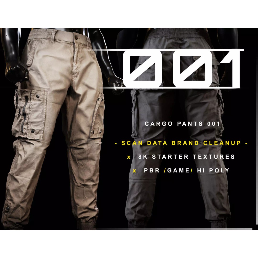Cargo Pants 3D Model – Low Poly Tactical Clothing, FBX, OBJ - View 2