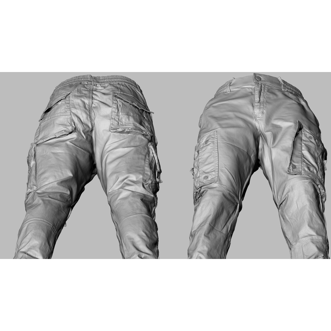 Cargo Pants 3D Model – Low Poly Tactical Clothing, FBX, OBJ - View 20