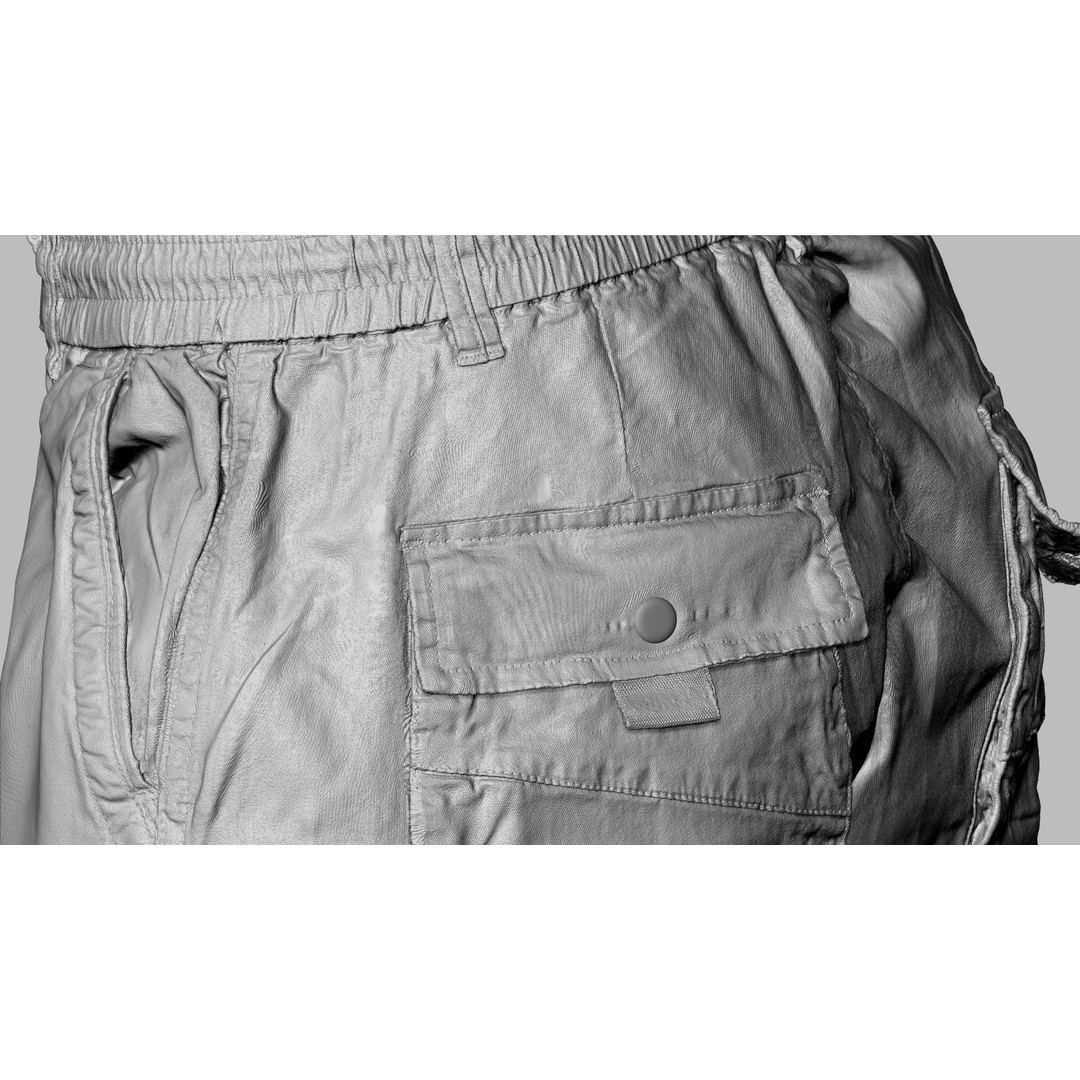 Cargo Pants 3D Model – Low Poly Tactical Clothing, FBX, OBJ - View 21