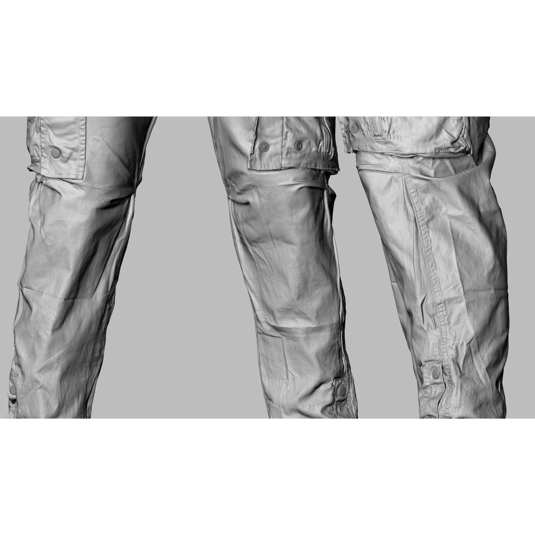 Cargo Pants 3D Model – Low Poly Tactical Clothing, FBX, OBJ - View 23