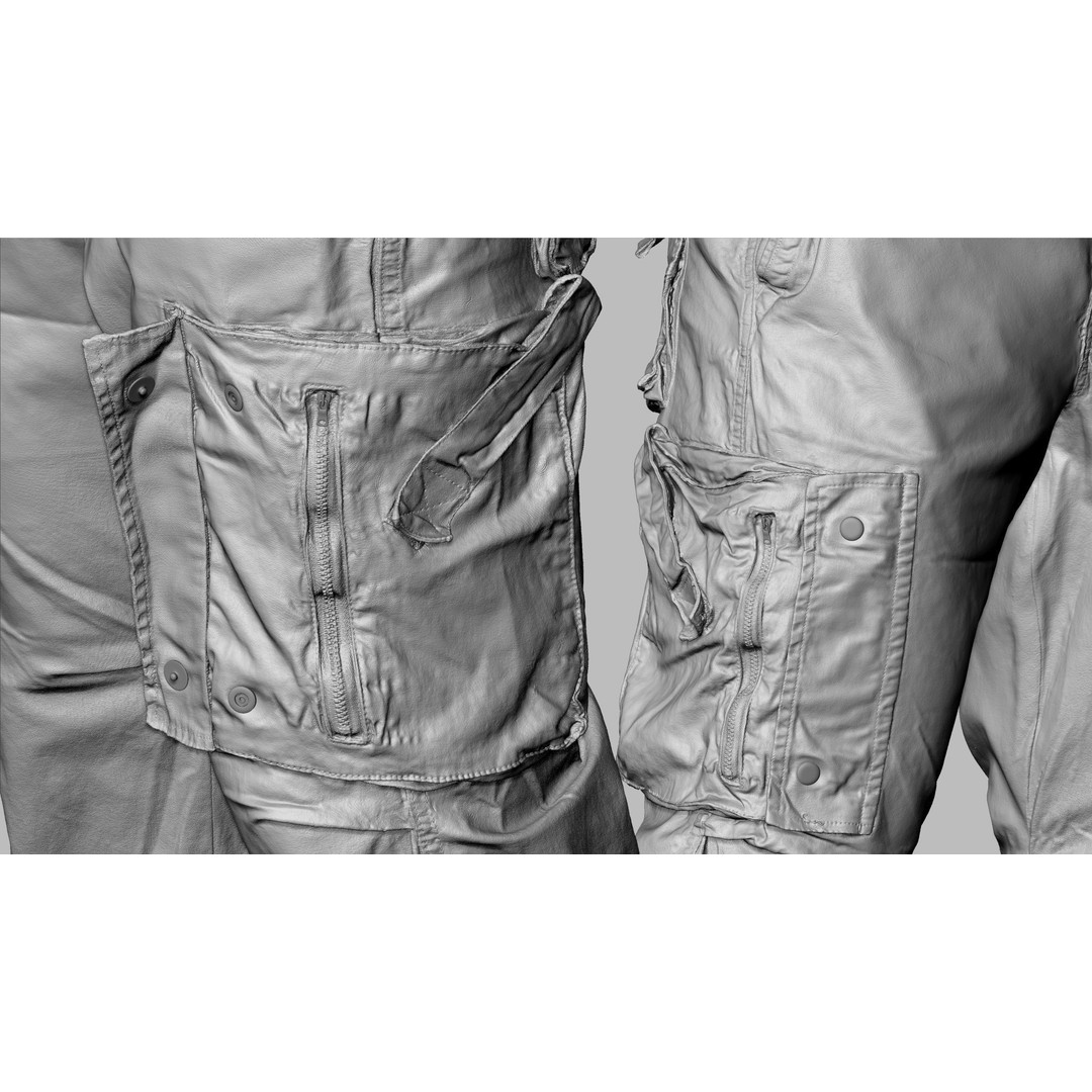 Cargo Pants 3D Model – Low Poly Tactical Clothing, FBX, OBJ - View 24
