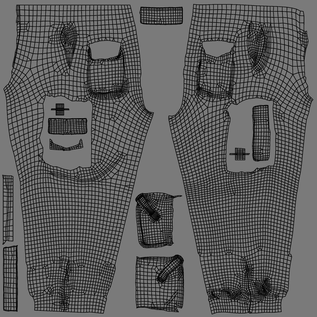 Cargo Pants 3D Model – Low Poly Tactical Clothing, FBX, OBJ - View 28