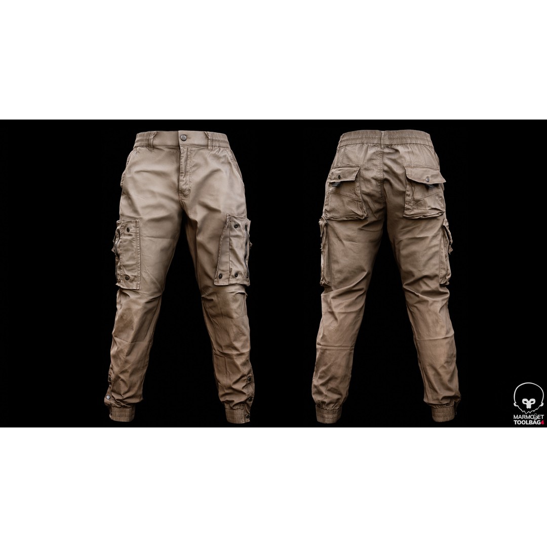 Cargo Pants 3D Model – Low Poly Tactical Clothing, FBX, OBJ - View 5