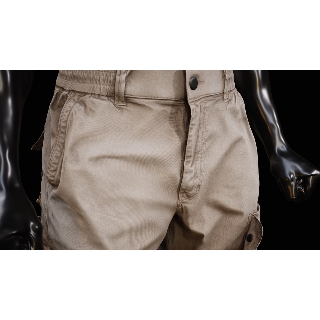 Cargo Pants 3D Model – Low Poly Tactical Clothing, FBX, OBJ - View 7
