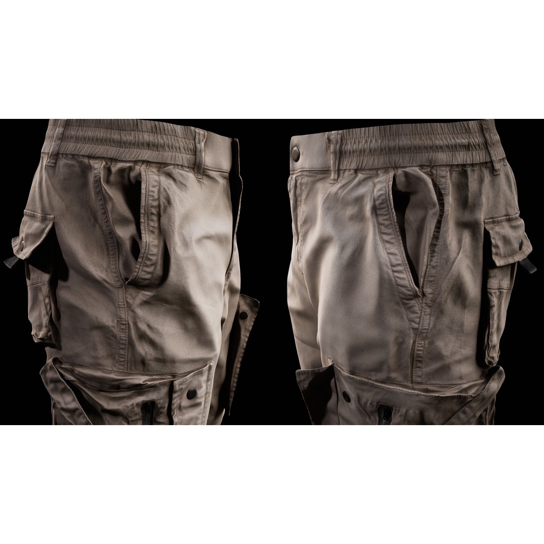 Cargo Pants 3D Model – Low Poly Tactical Clothing, FBX, OBJ - View 9