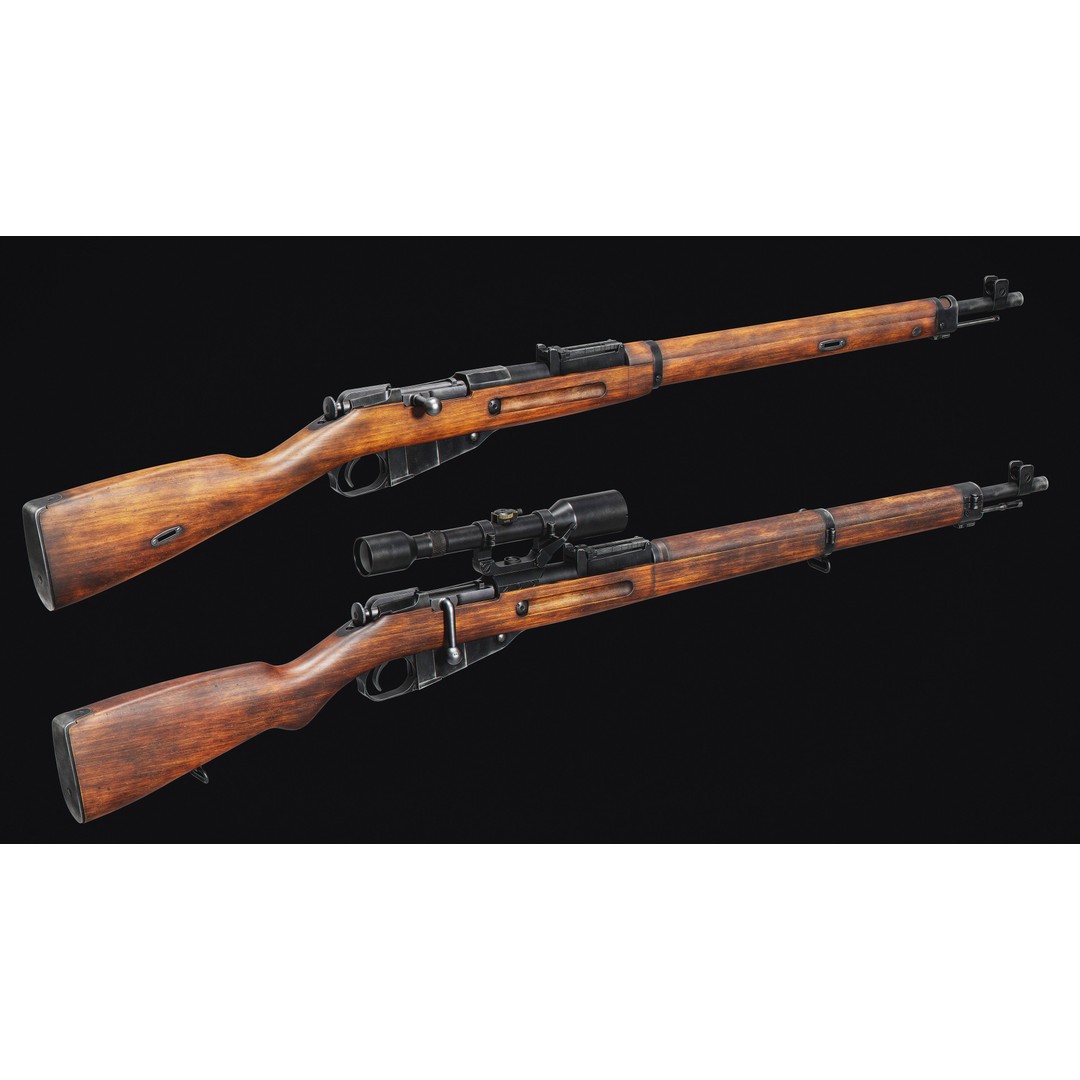 Finnish Mosin 3D Model – Low Poly Game Asset with PBR Textures - View 3