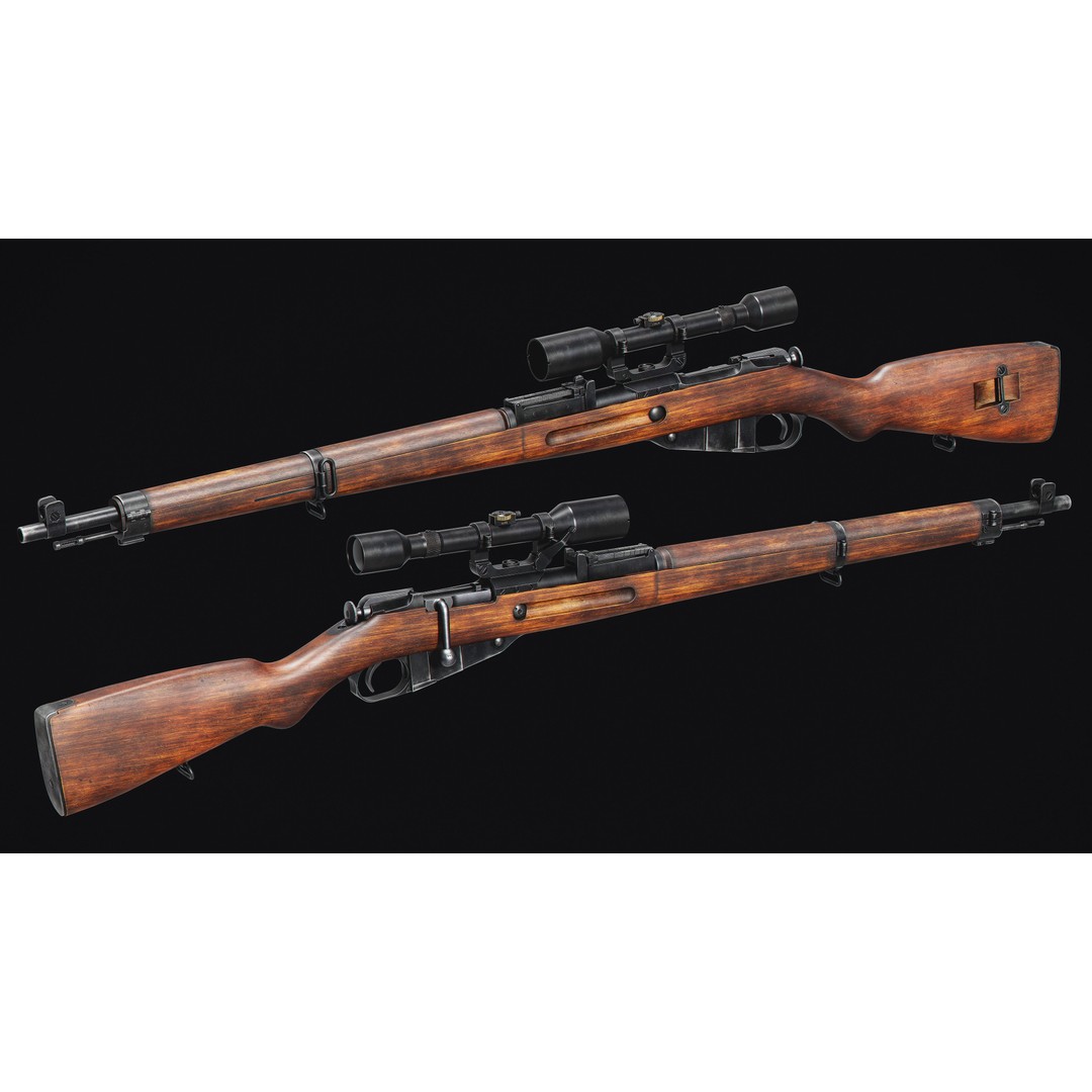 Finnish Mosin 3D Model – Low Poly Game Asset with PBR Textures - View 6