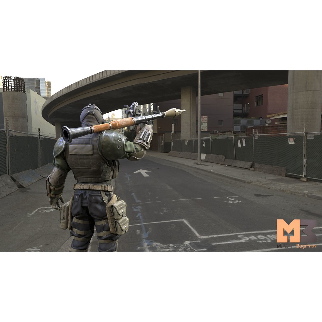 Soldier Future 03 3D Model – Low Poly Game-Ready Character with Rocket Launcher