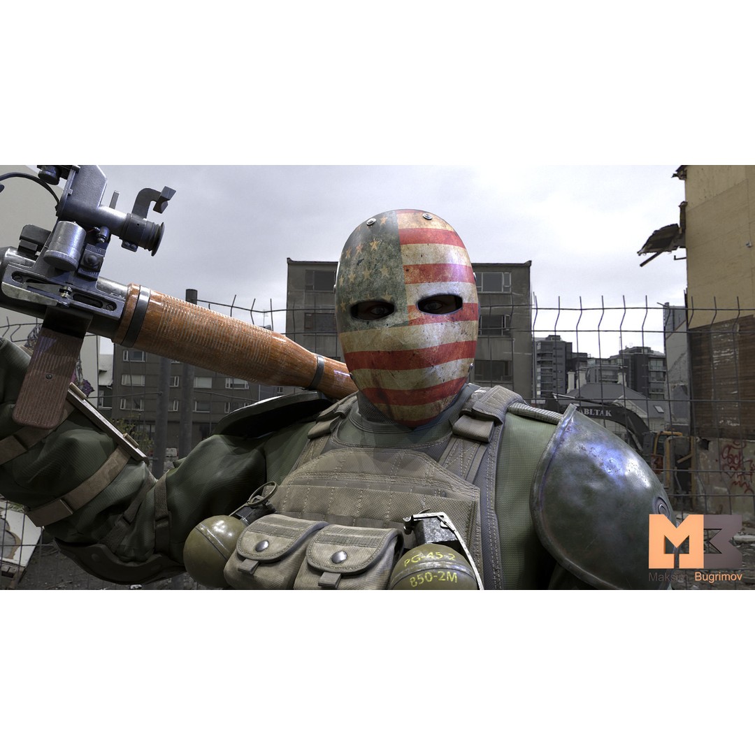 Soldier Future 03 3D Model – Low Poly Game-Ready Character with Rocket Launcher - View 10