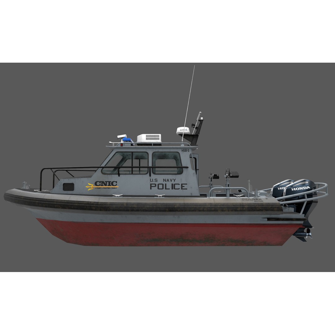 U.S. Navy Police Boat 3D Model – Low Poly Game Asset, FBX, OBJ